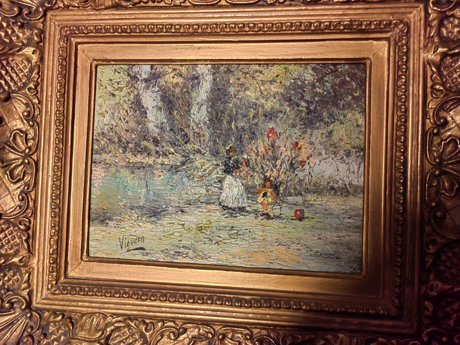 Pair of 20th Century Pointillism Style Oil Paints In Good Condition For Sale In Madrid, ES