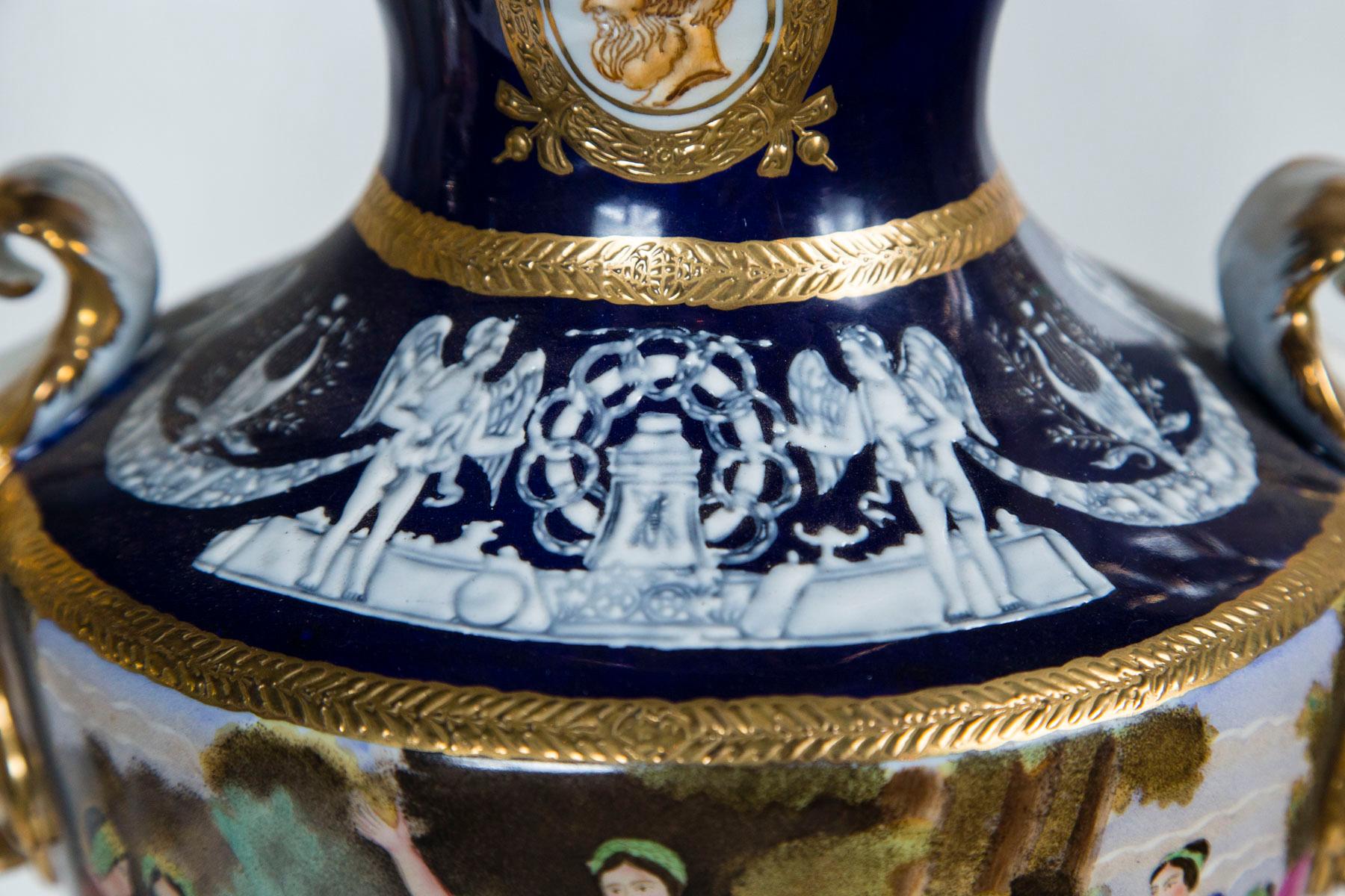 Pair of 20th Century Porcelain, Dragon Handled  Vases 1