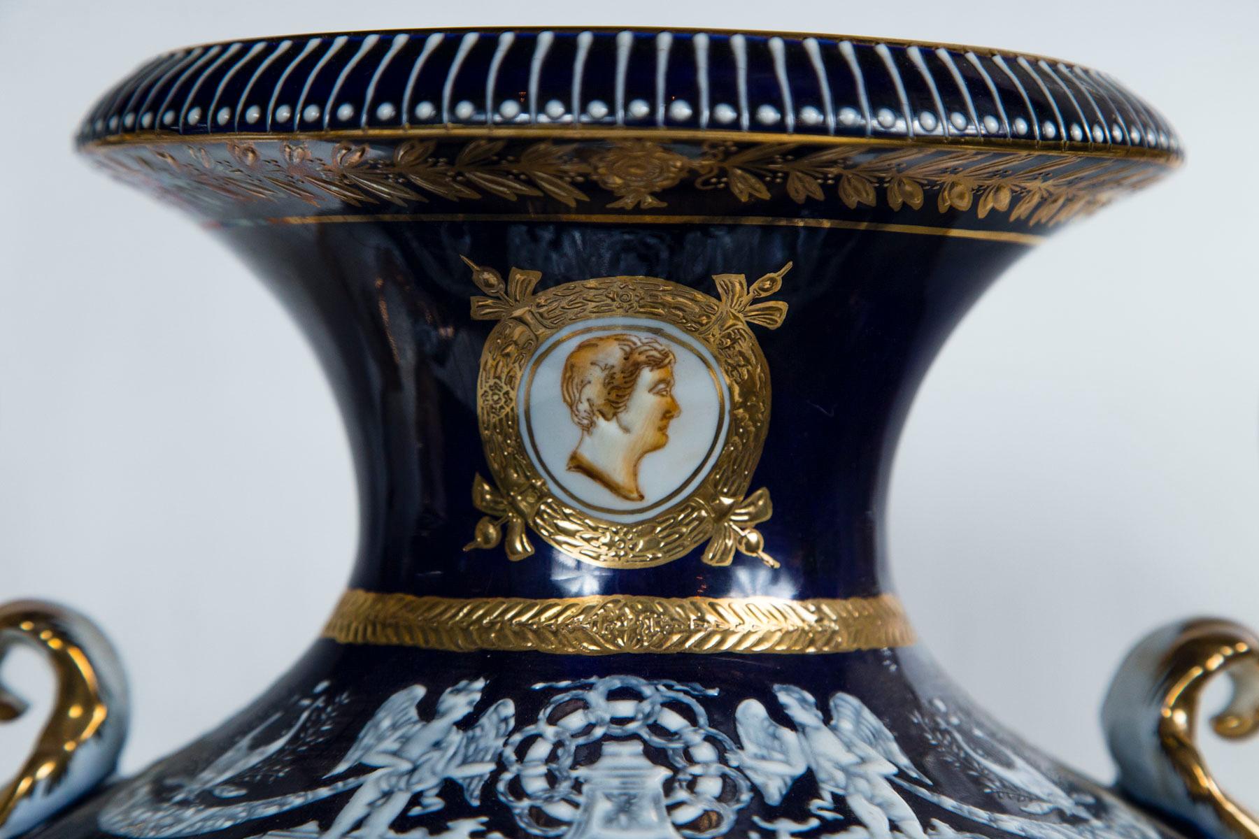 Pair of 20th Century Porcelain, Dragon Handled  Vases 4