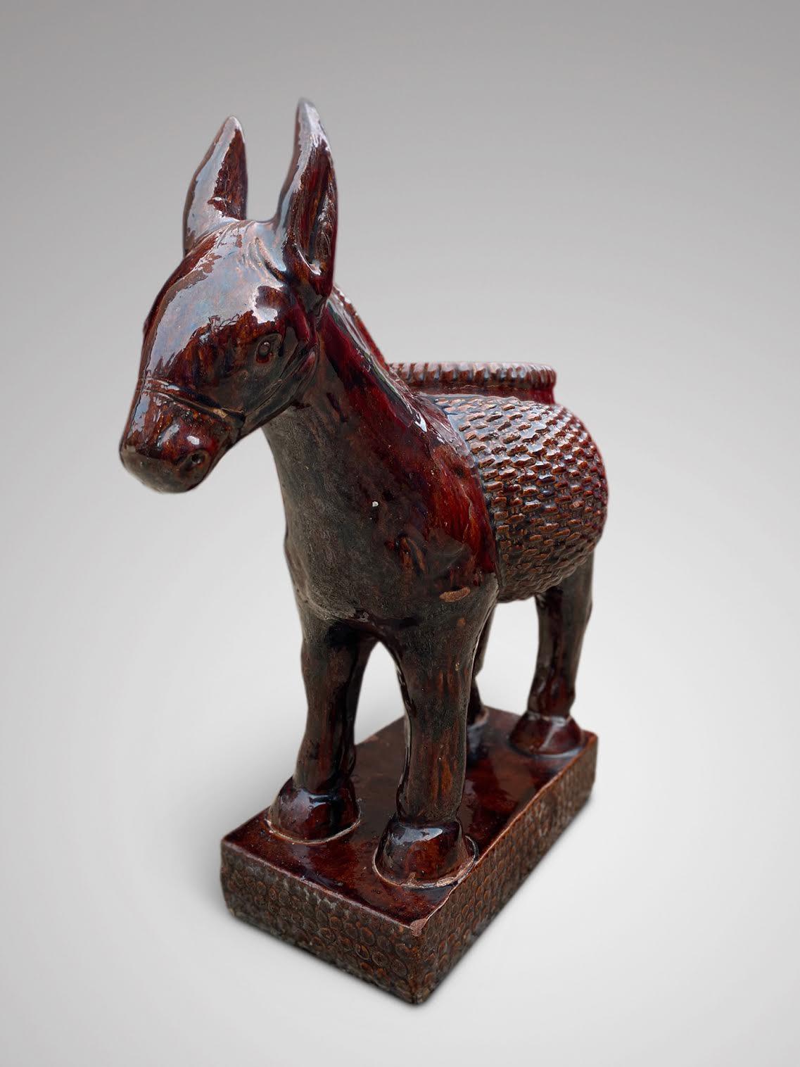 French Pair of 20th Century Pottery Donkey Jardinières