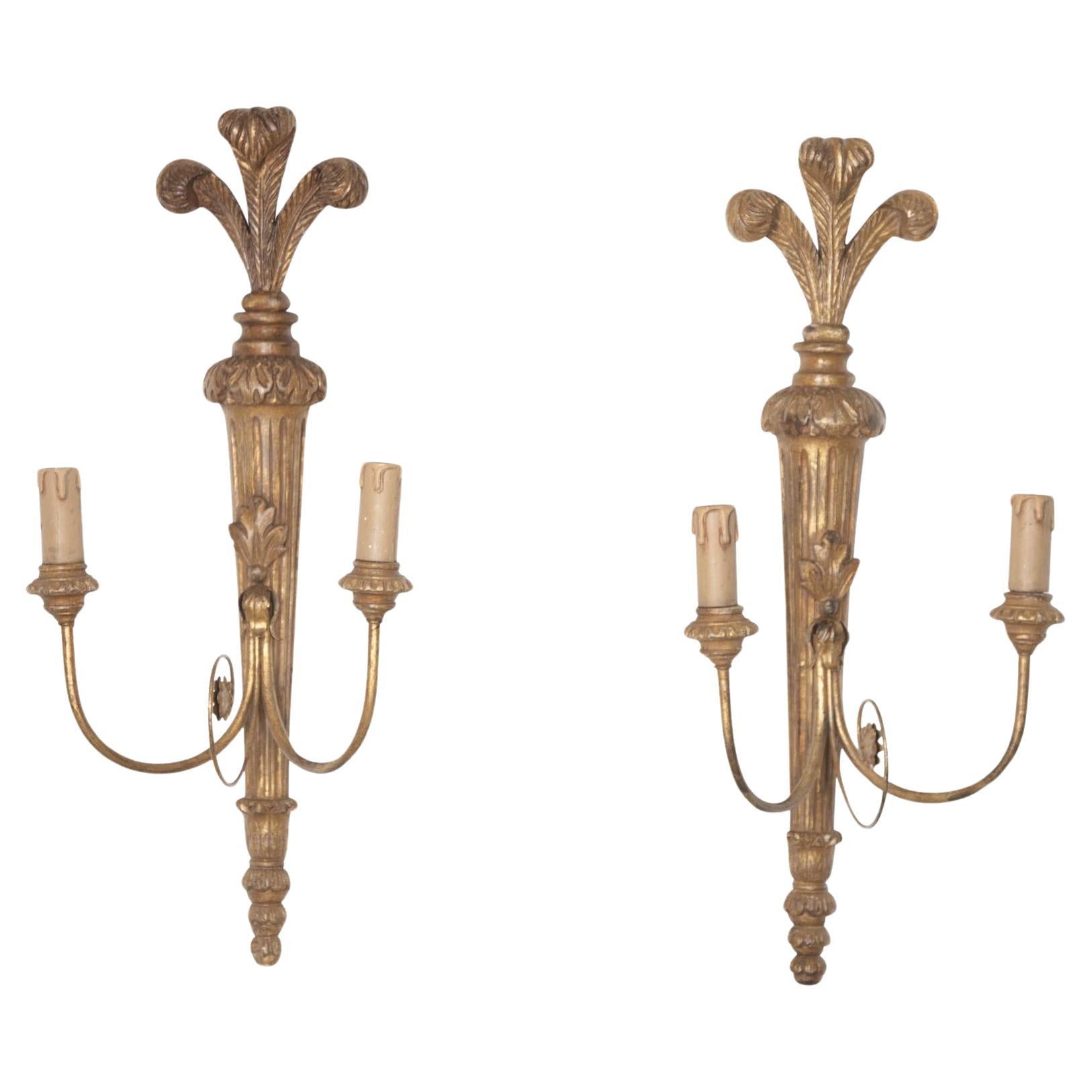 Pair of 20th Century Prince of Wales Feather Wall Lights For Sale
