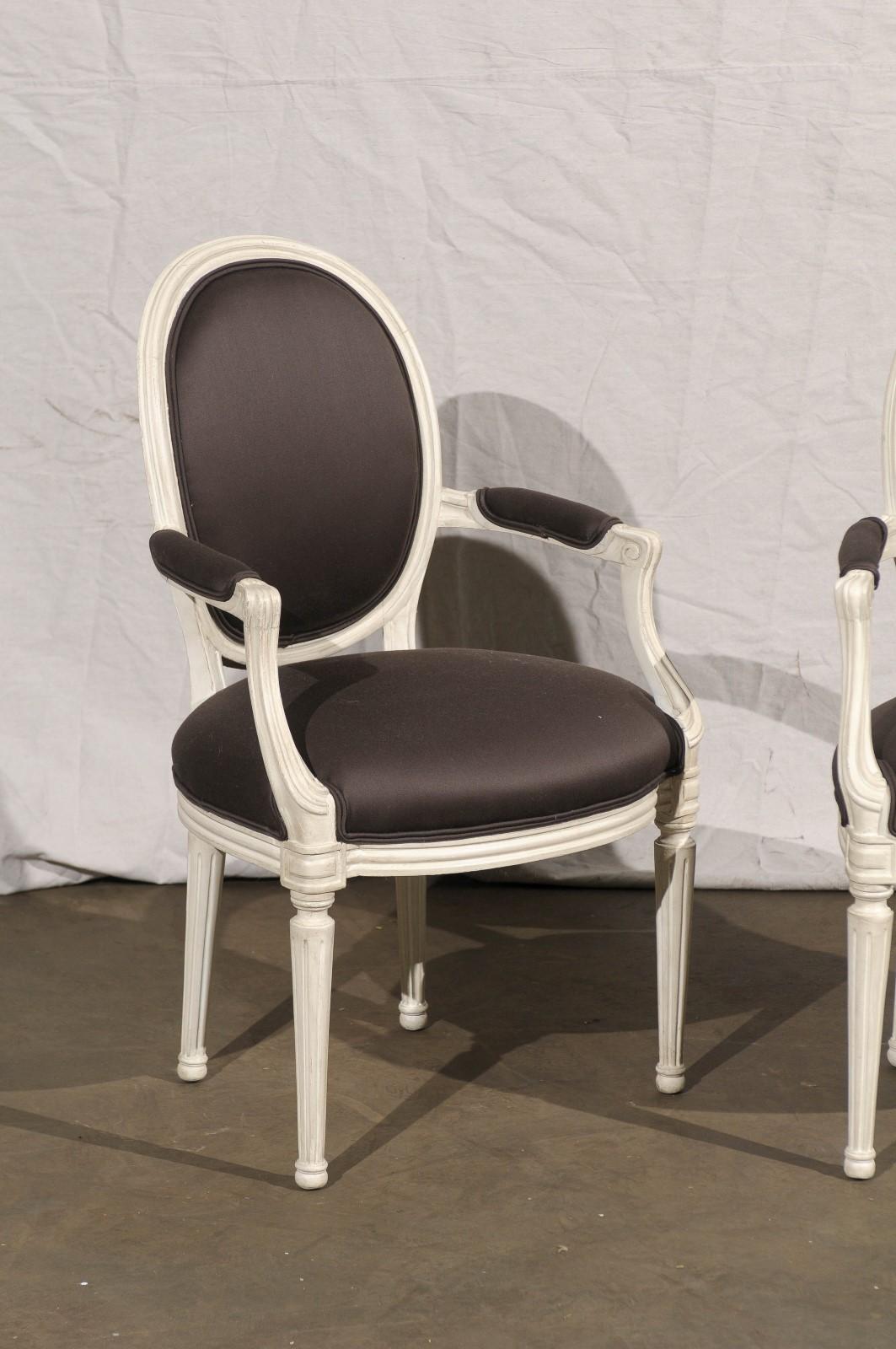 Pair of 20th Century Probably DeAngelis Louis XVI Style Armchairs 4