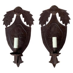 Pair of 20th Century Punched Tin One-Arm Sconces
