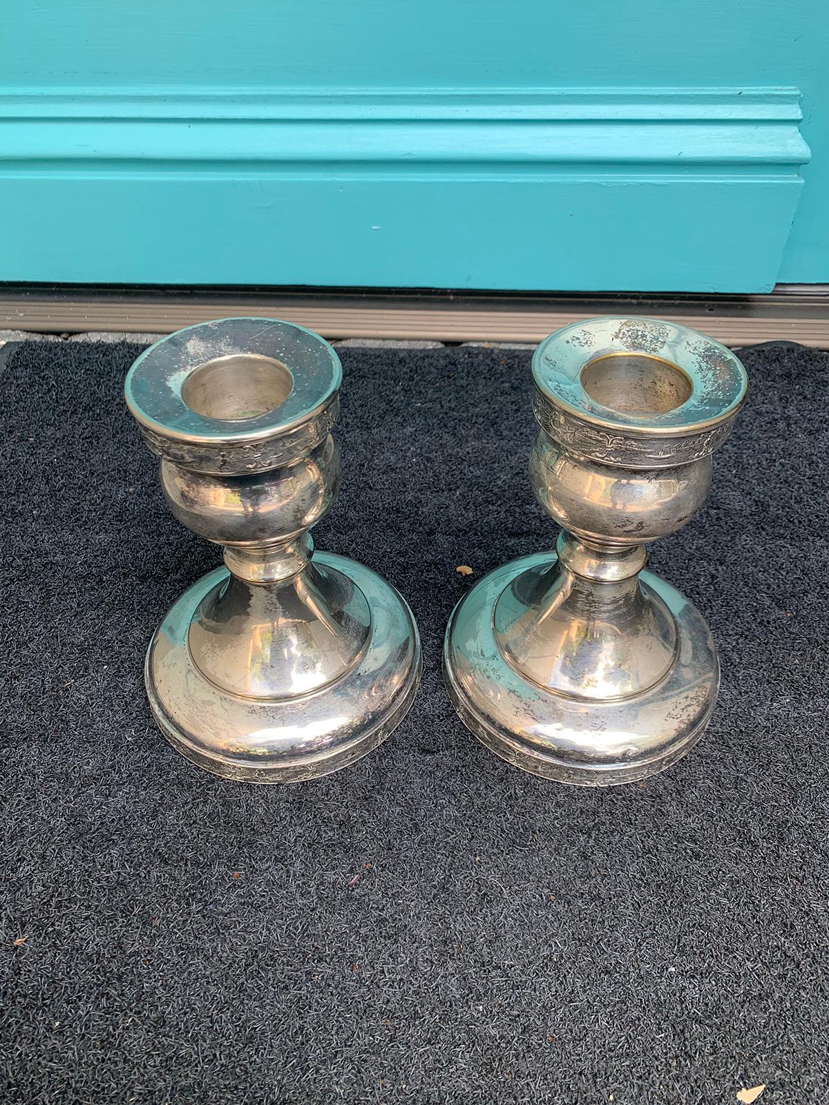 Pair of 20th Century Quadruple Silver Plate Candlesticks by Silvercraft NY For Sale 6