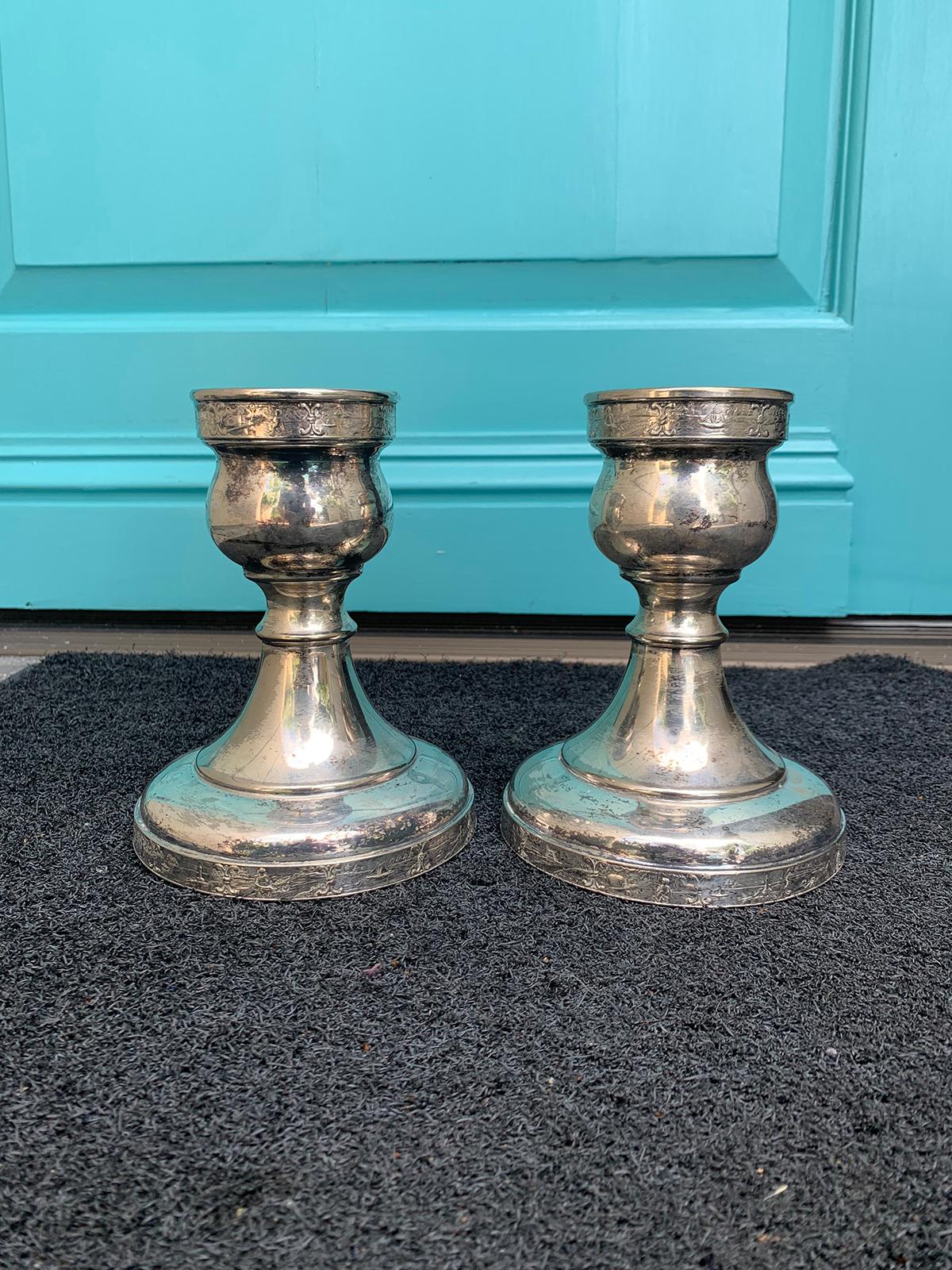 Pair of 20th century American quadruple silver plate candlesticks by Silvercraft, New York
Marked.