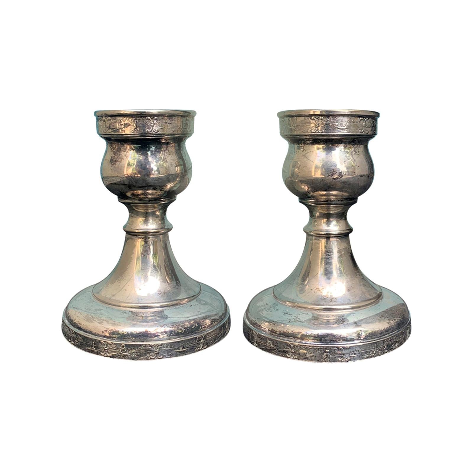 Pair of 20th Century Quadruple Silver Plate Candlesticks by Silvercraft NY For Sale