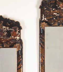 Pair of 20th Century Queen Anne Style Chinoiserie Mirrors