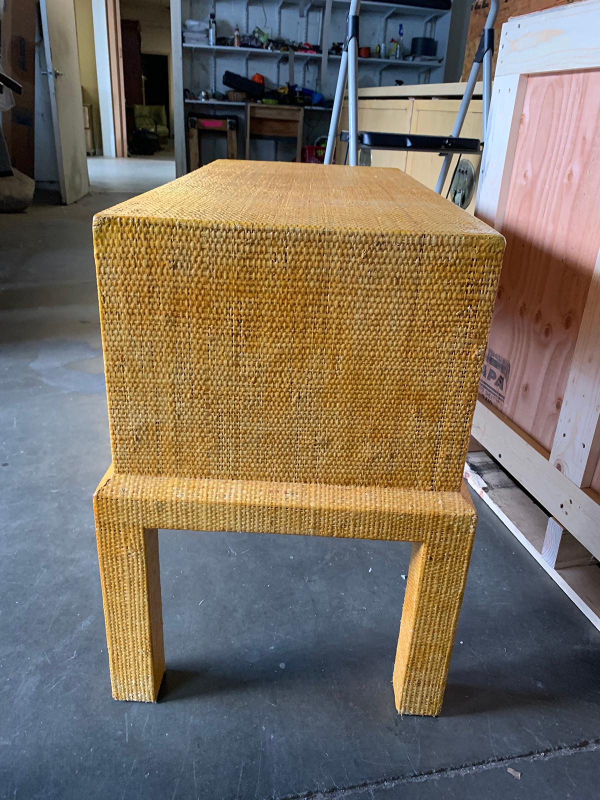 Pair of 20th Century Bielecky Brothers Style Raffia Covered Side Tables For Sale 15