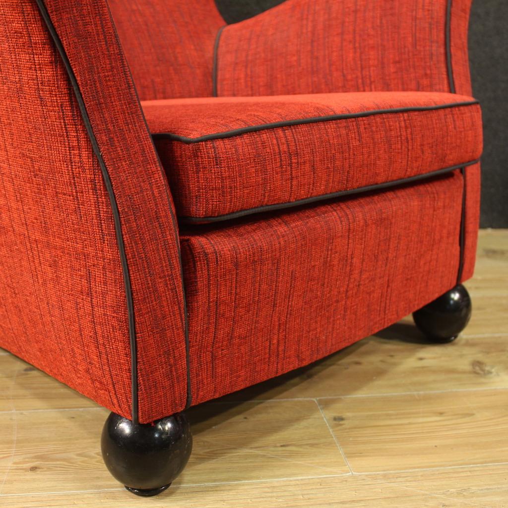 Pair of 20th Century Red Fabric Italian Design Armchairs, 1970 For Sale 5