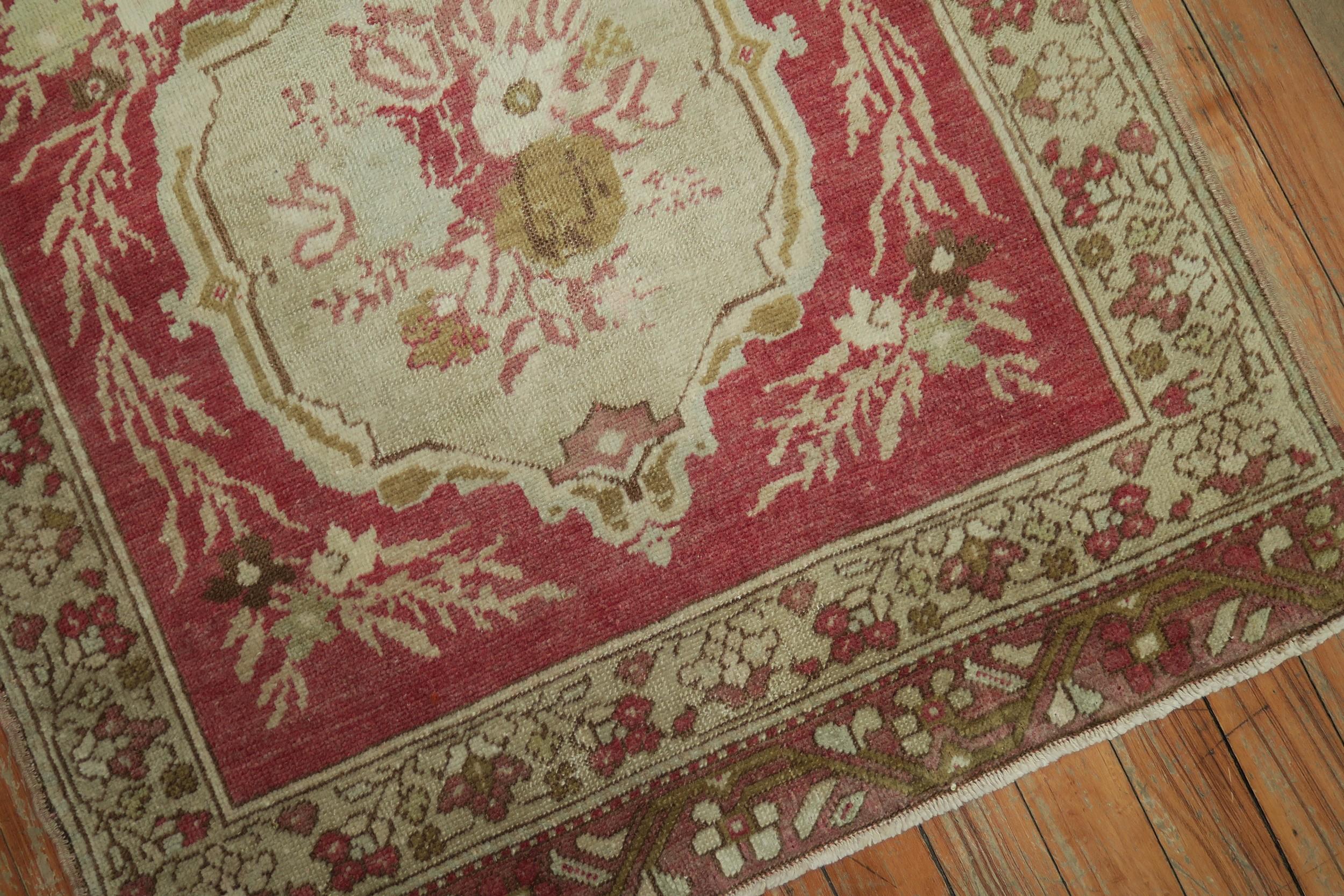 Pair of 20th century Red Rose Turkish Sivas Floral Rugs In Good Condition In New York, NY