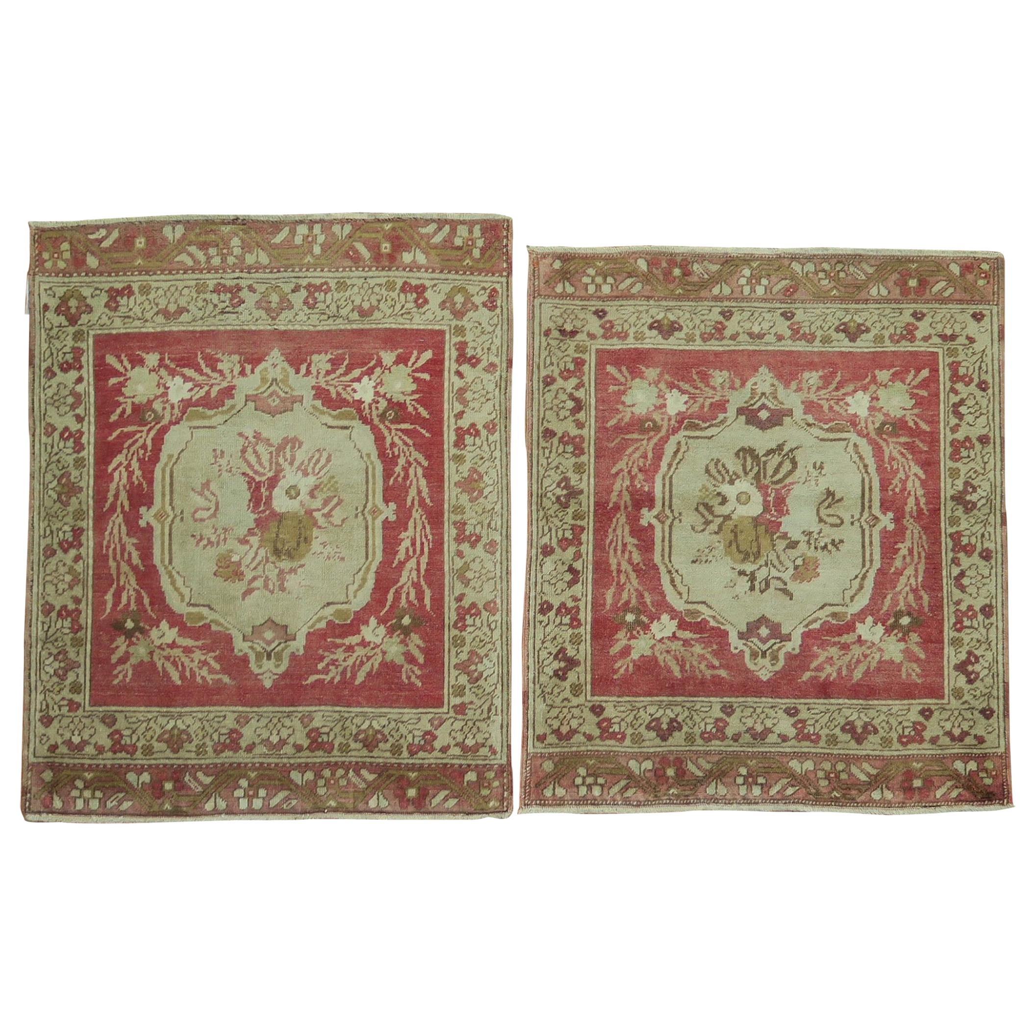 Pair of 20th century Red Rose Turkish Sivas Floral Rugs