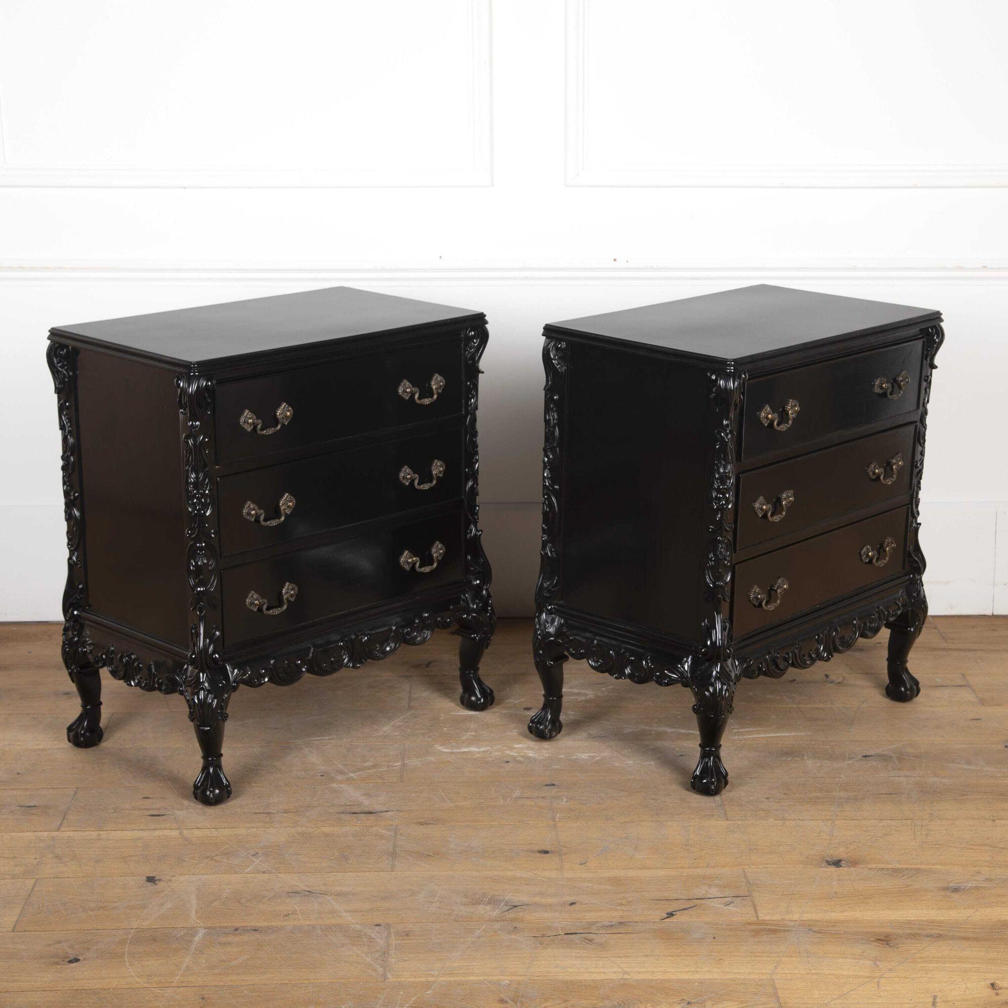 Brass Pair of 20th Century Rococo Commodes For Sale