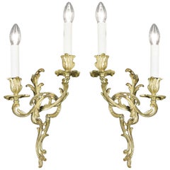 Pair of 20th Century Rococo Revival Brass Wall Lights 