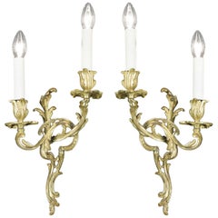 Pair of 20th Century Rococo Revival Brass Wall Lights