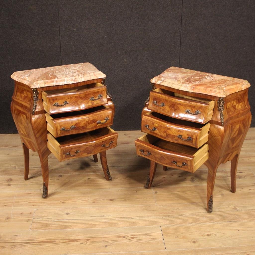 Pair of 20th Century Rosewood with Marble-Top French Louis XV Nightstands, 1950 6
