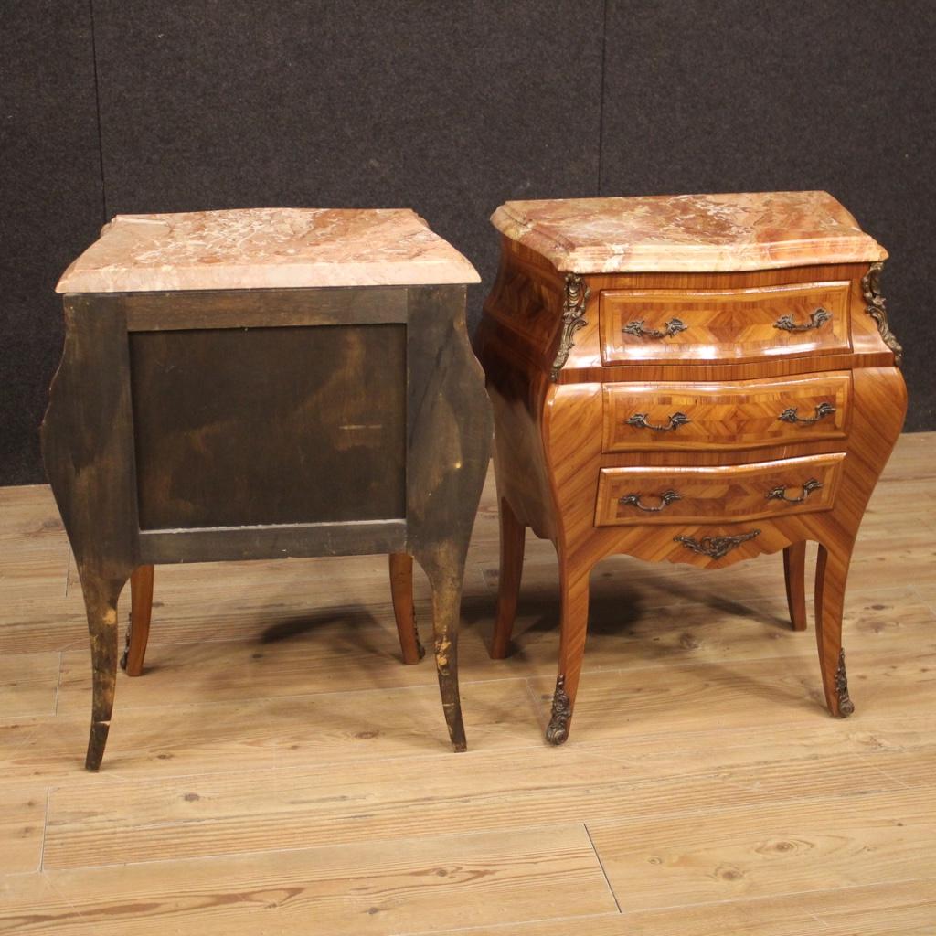 Pair of 20th Century Rosewood with Marble-Top French Louis XV Nightstands, 1950 1