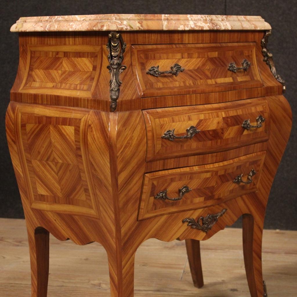 Pair of 20th Century Rosewood with Marble-Top French Louis XV Nightstands, 1950 3