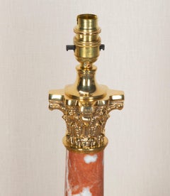 Coppia di lampade da tavolo a colonna Rosso Francia del XX secolo