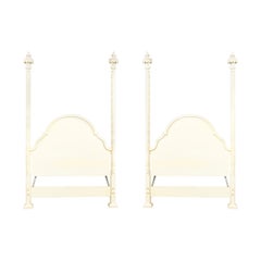 Pair of 20th Century Roundtree Twin Bed Headboards with Finials, Labeled