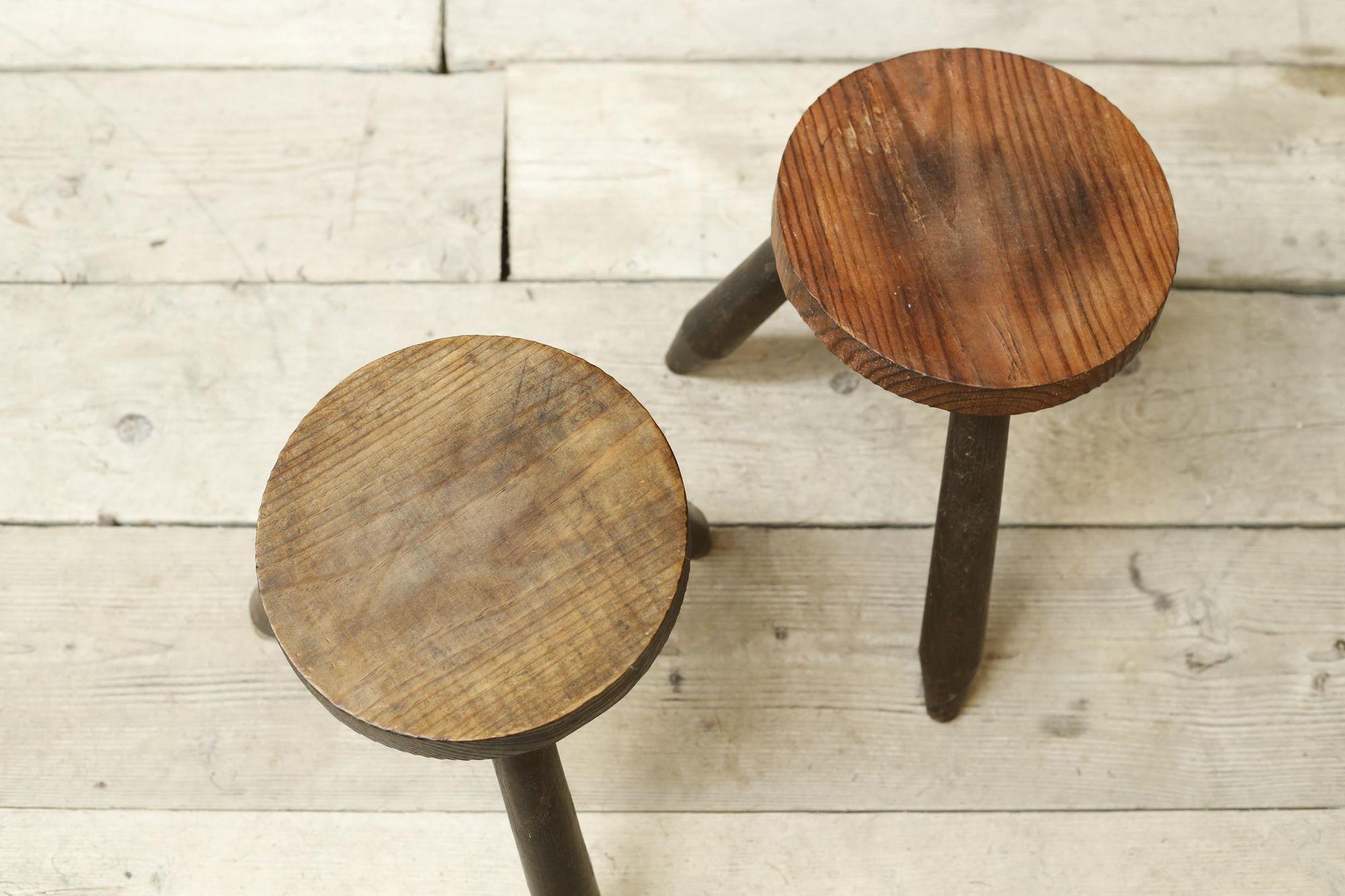 Pair of 20th Century Rustic Stools In Good Condition For Sale In Malton, GB