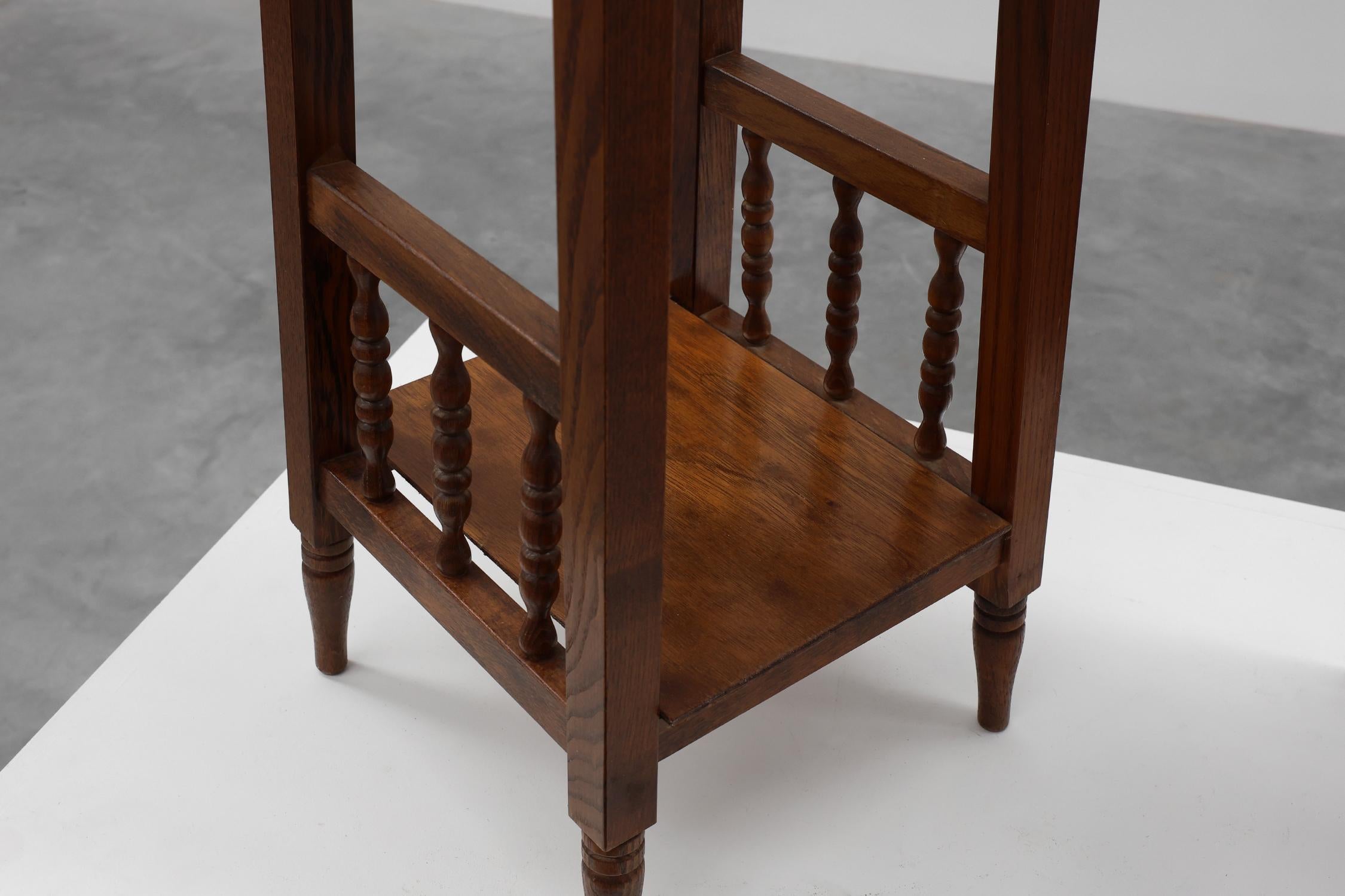 Pair of 20th century rustic wooden side tables with ceramic tile top, France For Sale 2