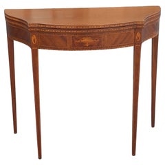 George III Satinwood Inlaid Mahogany Serpentine Fold Top Game Table 19th Century
