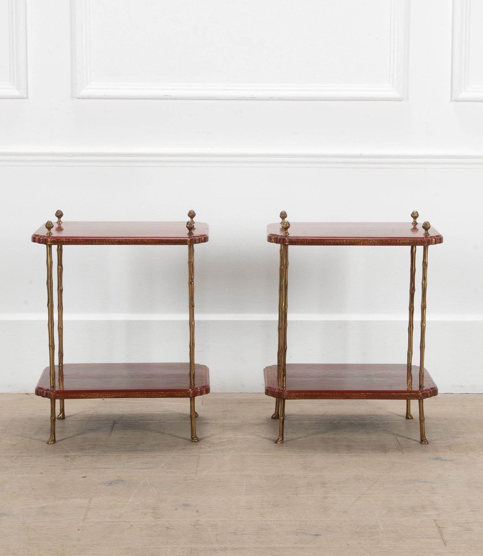 Pair of 20th Century Scarlet Lacquer Maison Bagues Tables 8