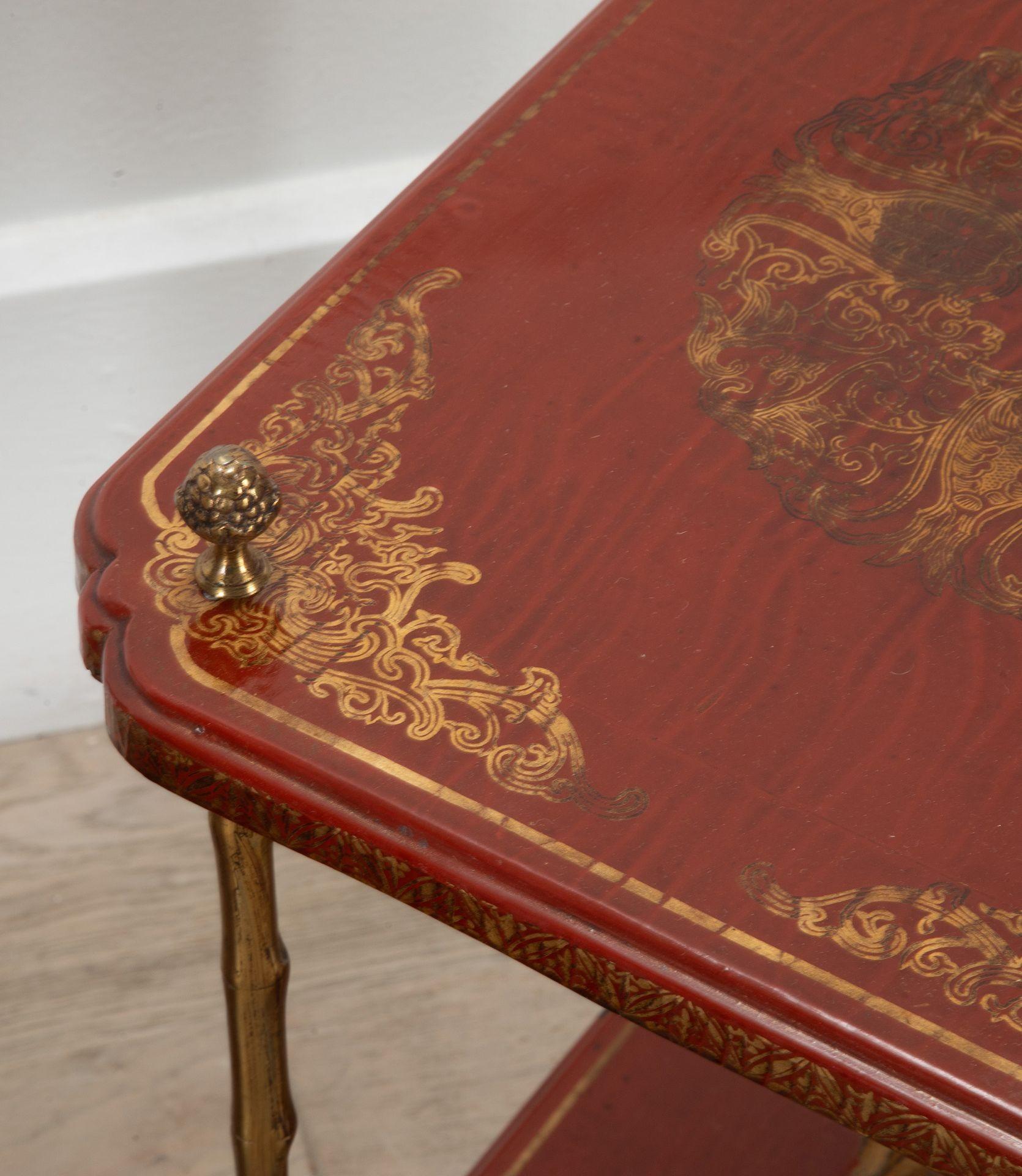 Mid-20th Century Pair of 20th Century Scarlet Lacquer Maison Bagues Tables