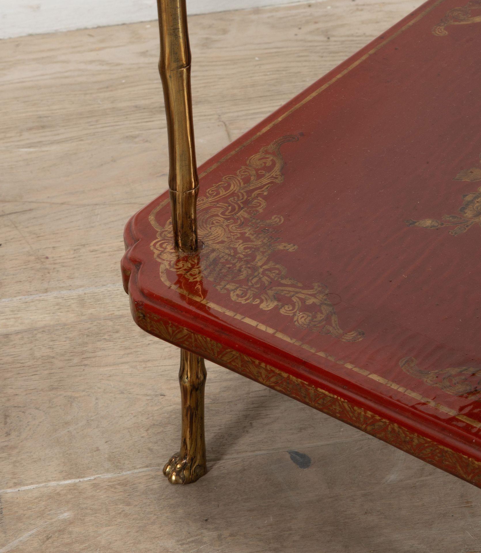 Pair of 20th Century Scarlet Lacquer Maison Bagues Tables 2