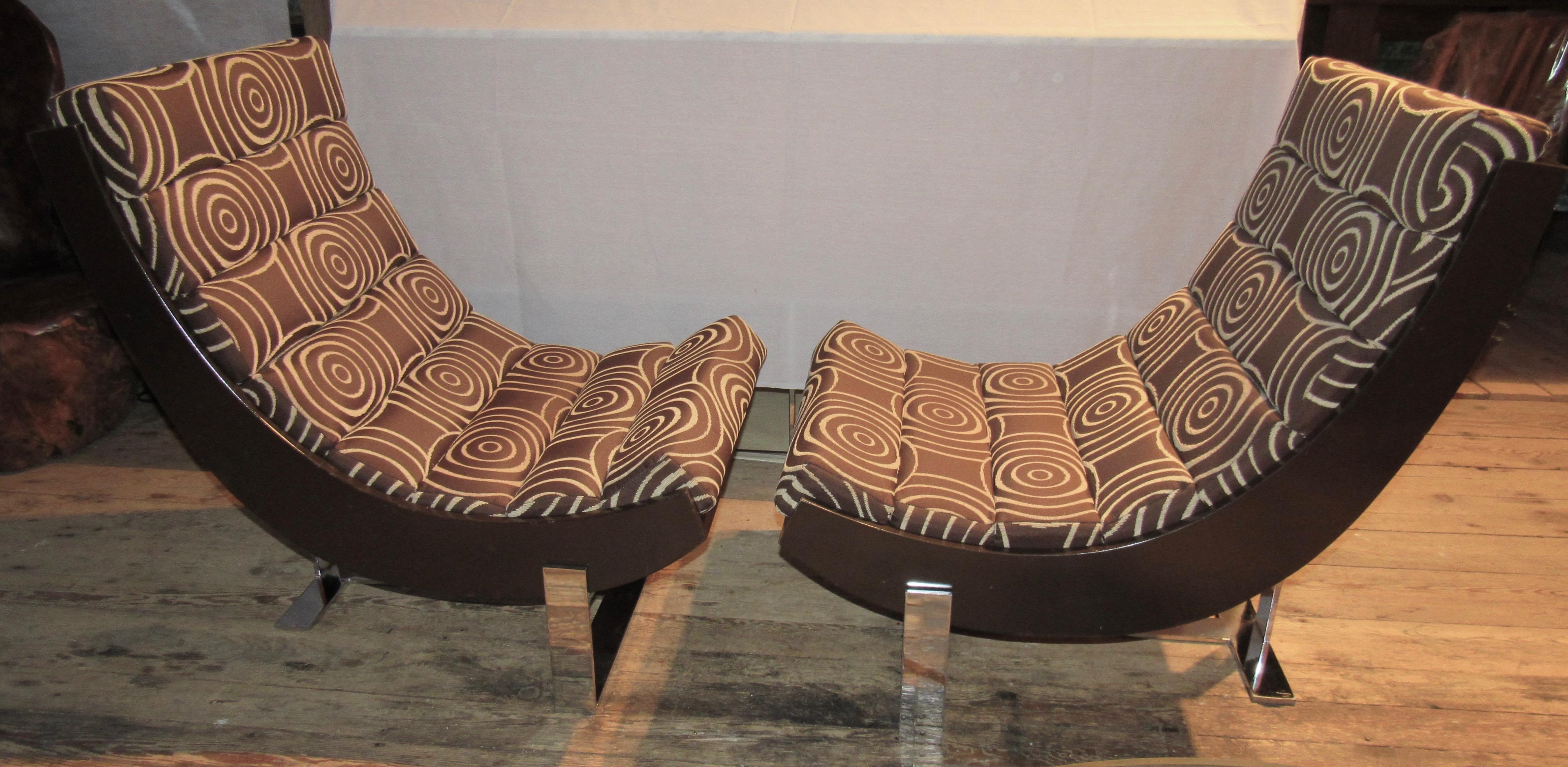 American Pair of Modern Channel Lounge Chairs For Sale