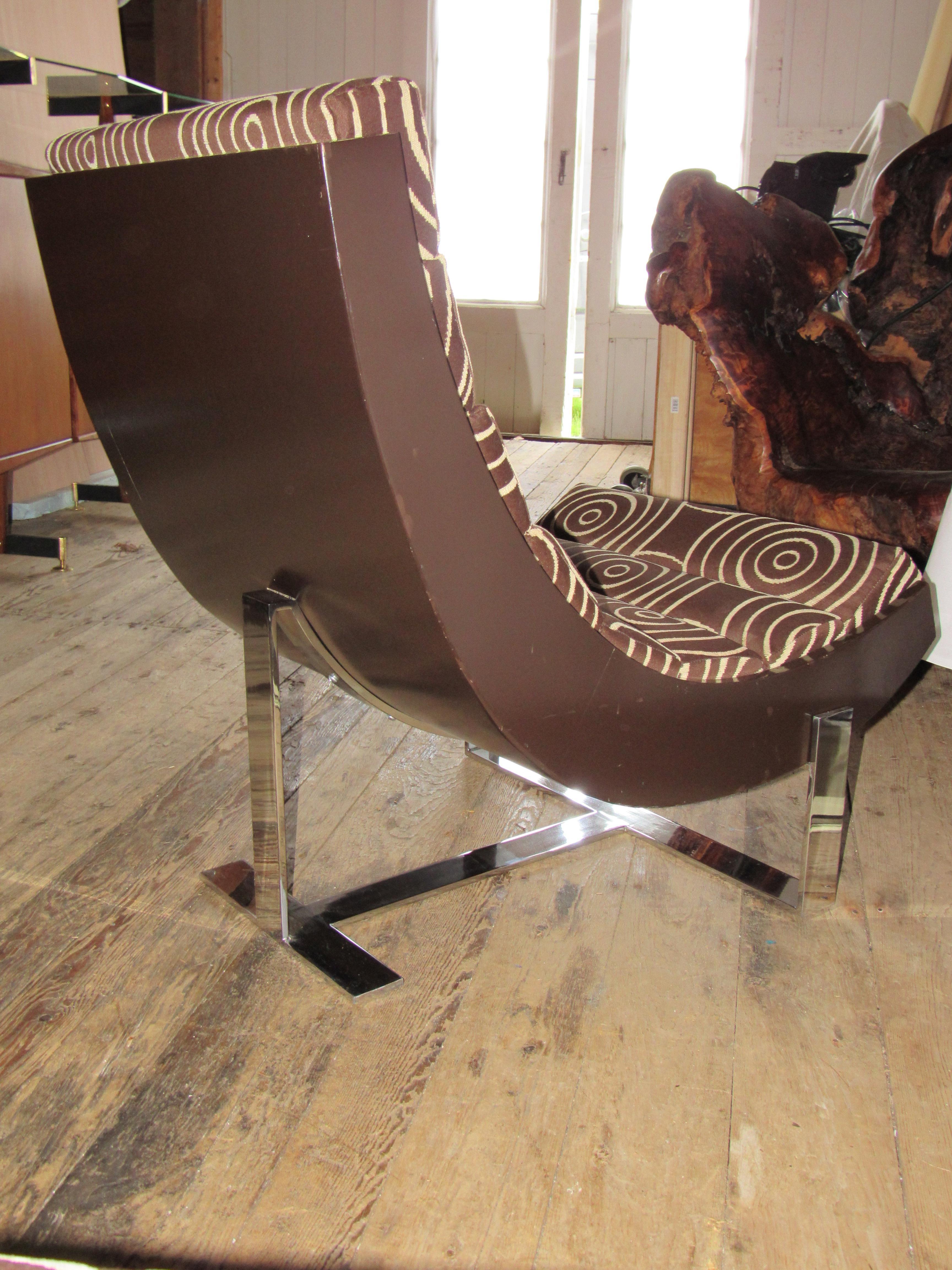 Hand-Crafted Pair of Modern Channel Lounge Chairs For Sale