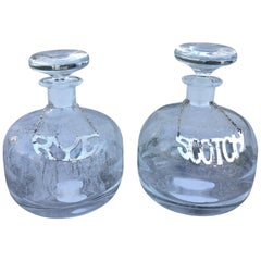 Vintage Pair of 20th Century Scotch and Rye Glass Decanters