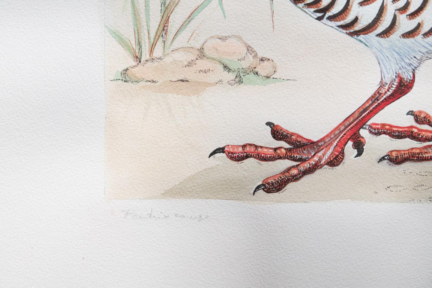 European Pair of  Signed Animalier Watercolours