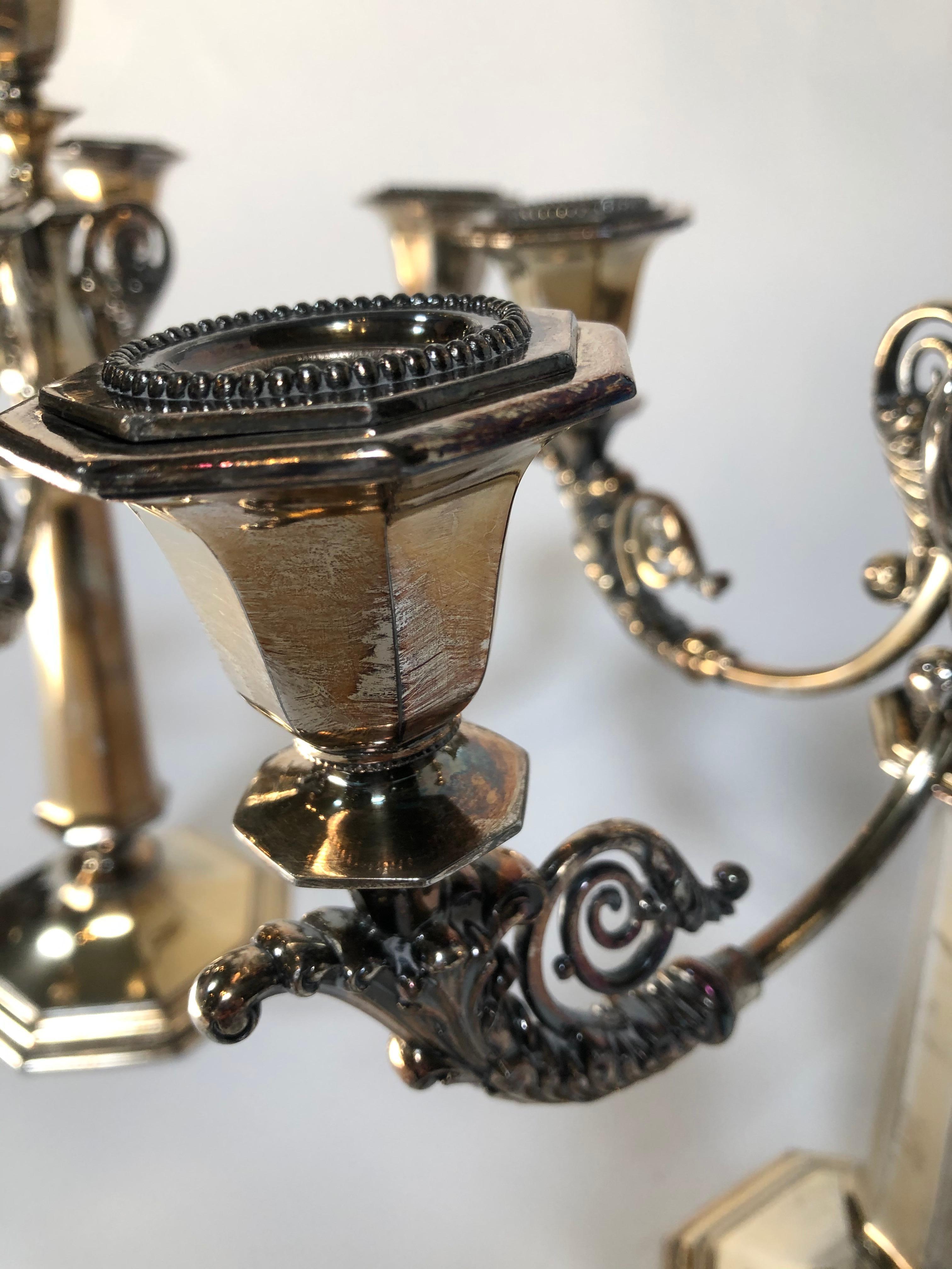 Pair of 20th Century Silver Plate Candelabras For Sale 2