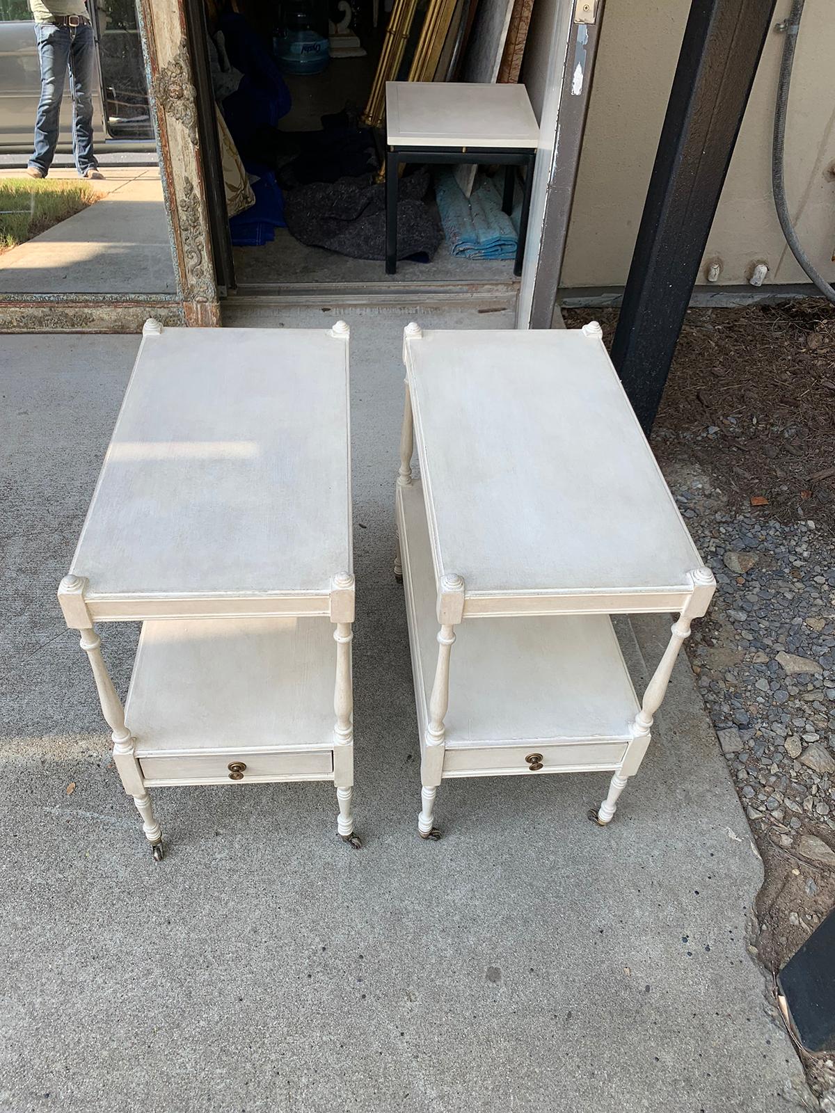 Wood Pair of 20th Century Small Georgian Style Side Tables, Custom Painted