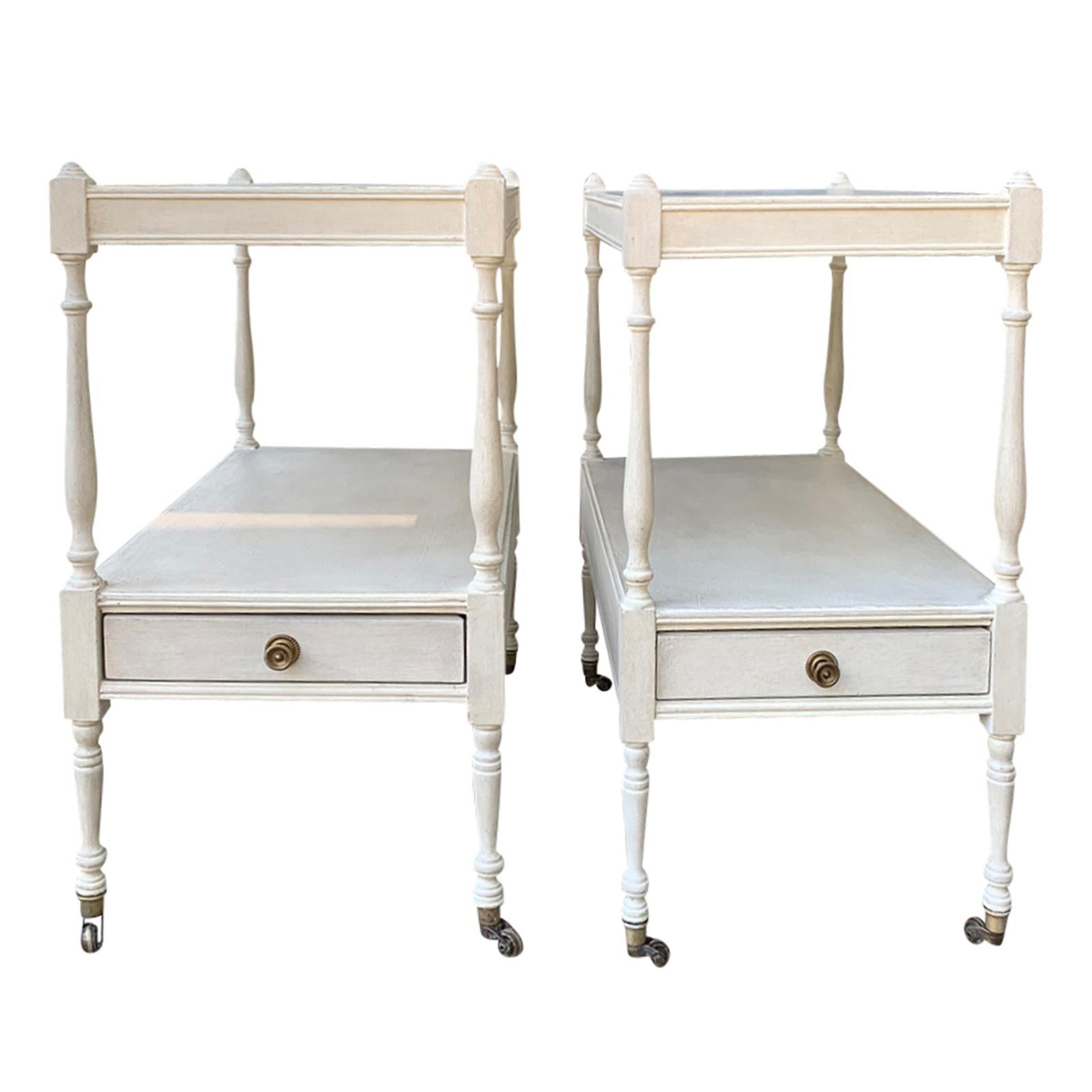 Pair of 20th Century Small Georgian Style Side Tables, Custom Painted