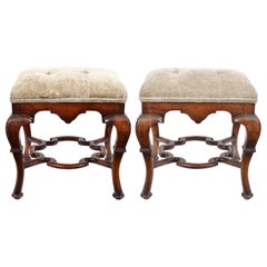 Pair of 20th Century Spanish Colonial Style Carved Benches or Ottomans