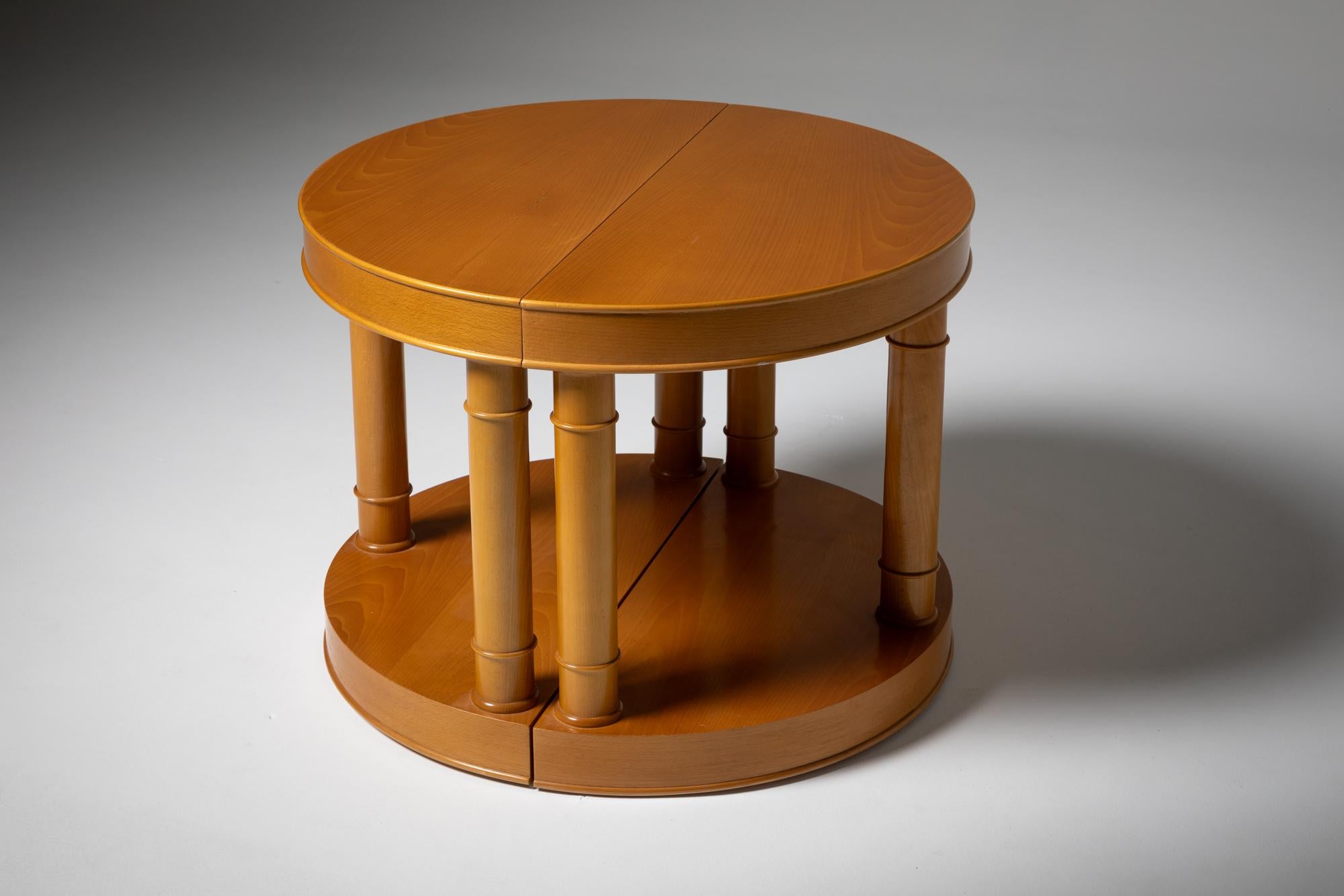 20th Century Pair of 20th-century Spanish Half-moon Tables in Solid Beech For Sale