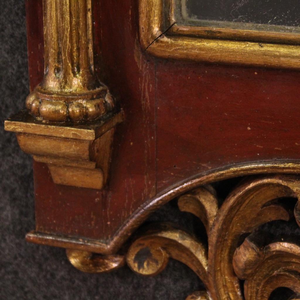 Specchio Pair of 20th Century Spanish Neo-Gothic Style Lacquered Gold Wood Mirrors, 1950 in vendita