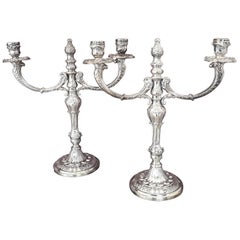 Pair of 20th cent.Sterling Silver Regency Style Candelabra, Italy Man.Greggio