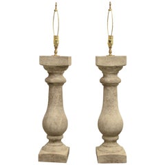 Pair of 20th Century Stone Balustrade Table Lamps
