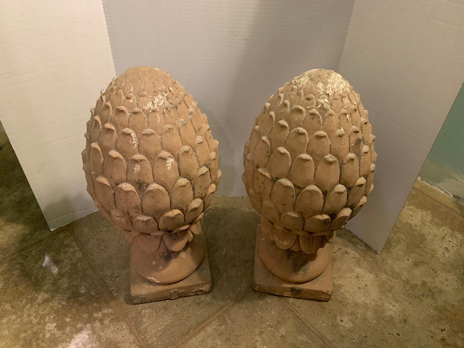 Pair of 20th Century Stone Pineapple Garden Statues / Ornaments 6
