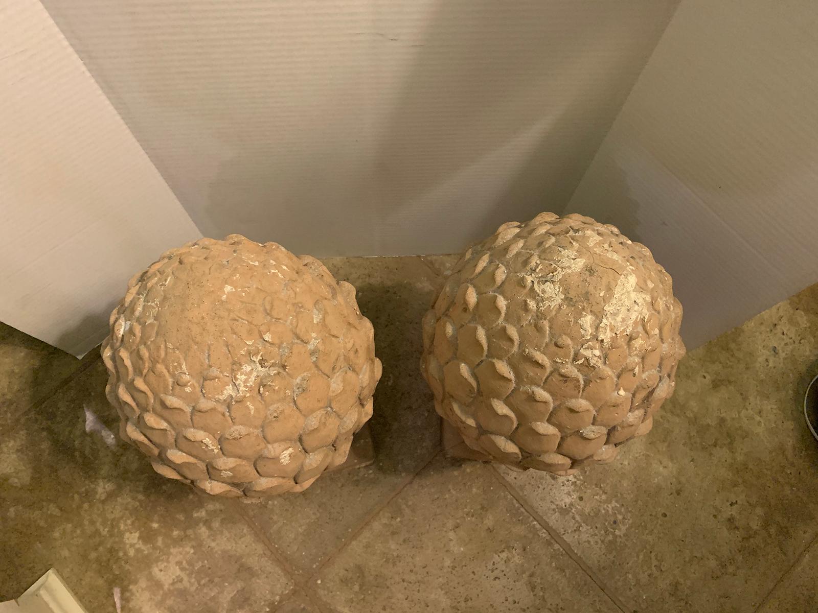 Pair of 20th Century Stone Pineapple Garden Statues / Ornaments 7