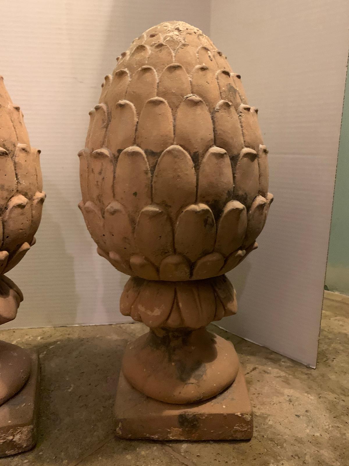 Pair of 20th Century Stone Pineapple Garden Statues / Ornaments 8