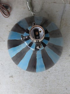 Pair of 20th Century Striped Pottery Lamps