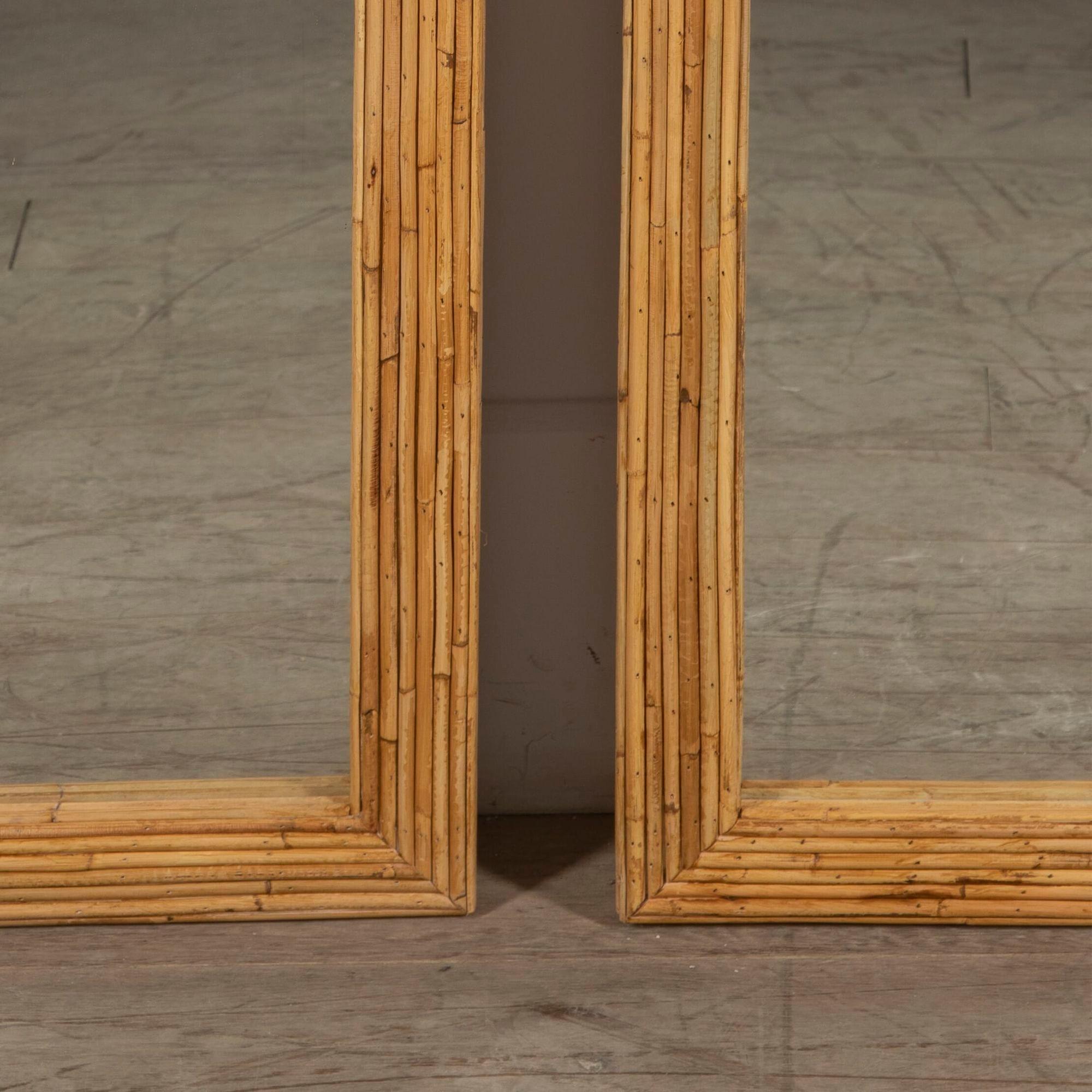 French Pair of 20th Century Style Bamboo Mirrors For Sale