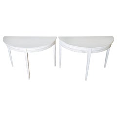 Pair of 20th Century Swedish Demi Lune Consoles