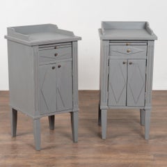 Pair of 20th Century Swedish Gray Painted Pine Nightstands