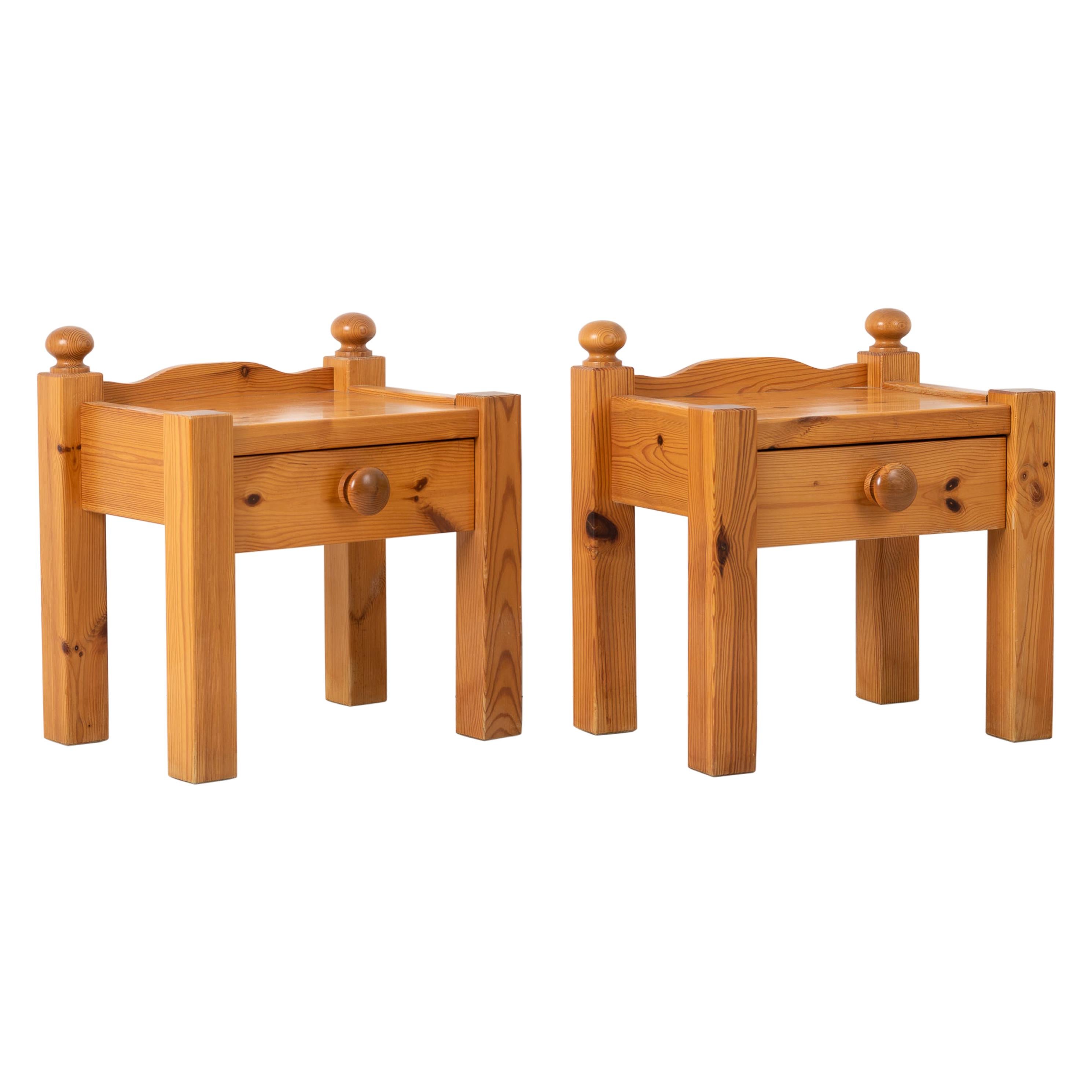 Pair of 20th Century Swedish Nightstands in Solid Pine