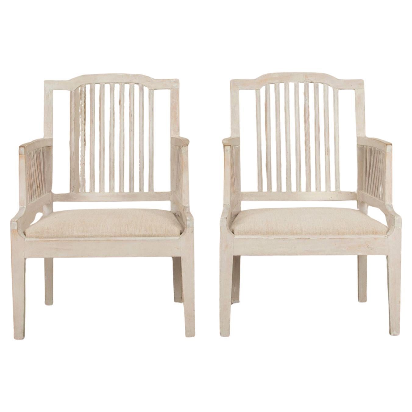 Pair of 20th Century Swedish Slat-Back Armchairs